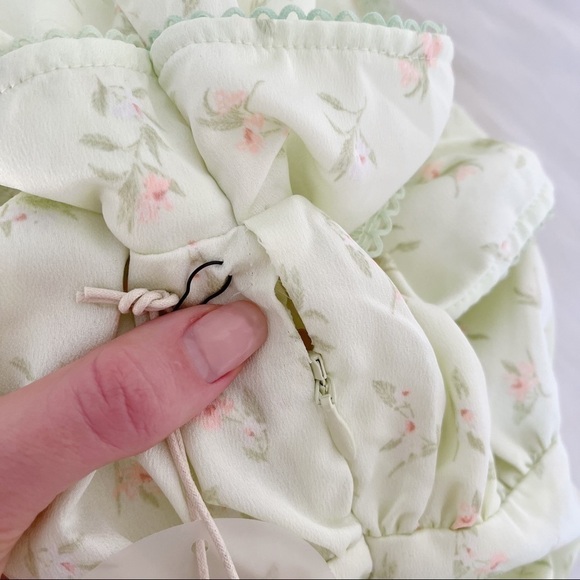 NWT Camila Coelho Green Sage Delilah Eva Off The Shoulder Ruched Mini Dress - Picture 8 of 8